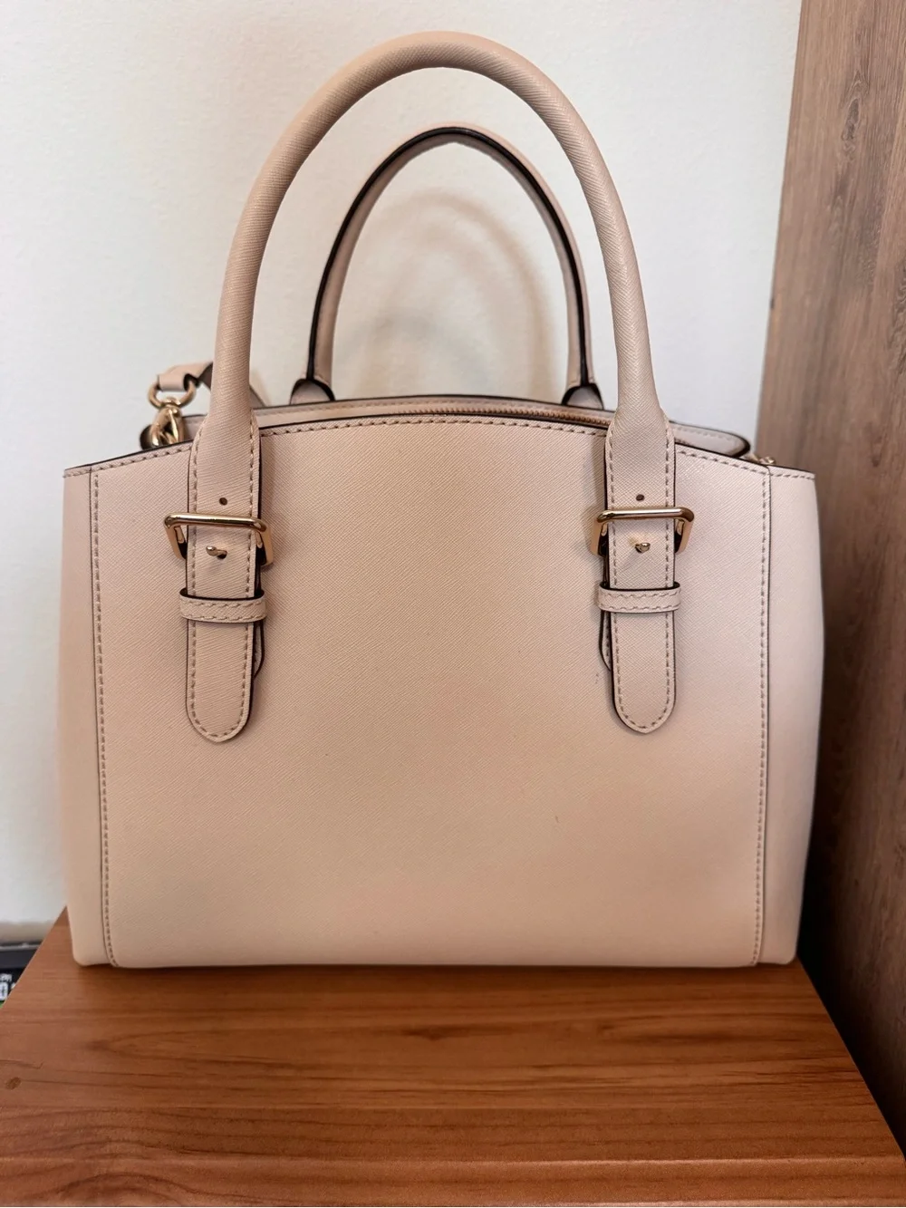 Kate Spade Blush Cream Leather Satchel with Gold Hardware